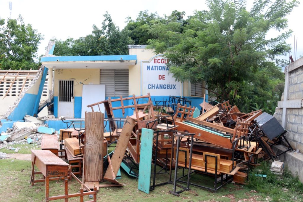 Damage to a school in Haiti