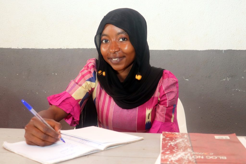 Aminatou at school in Cameroon