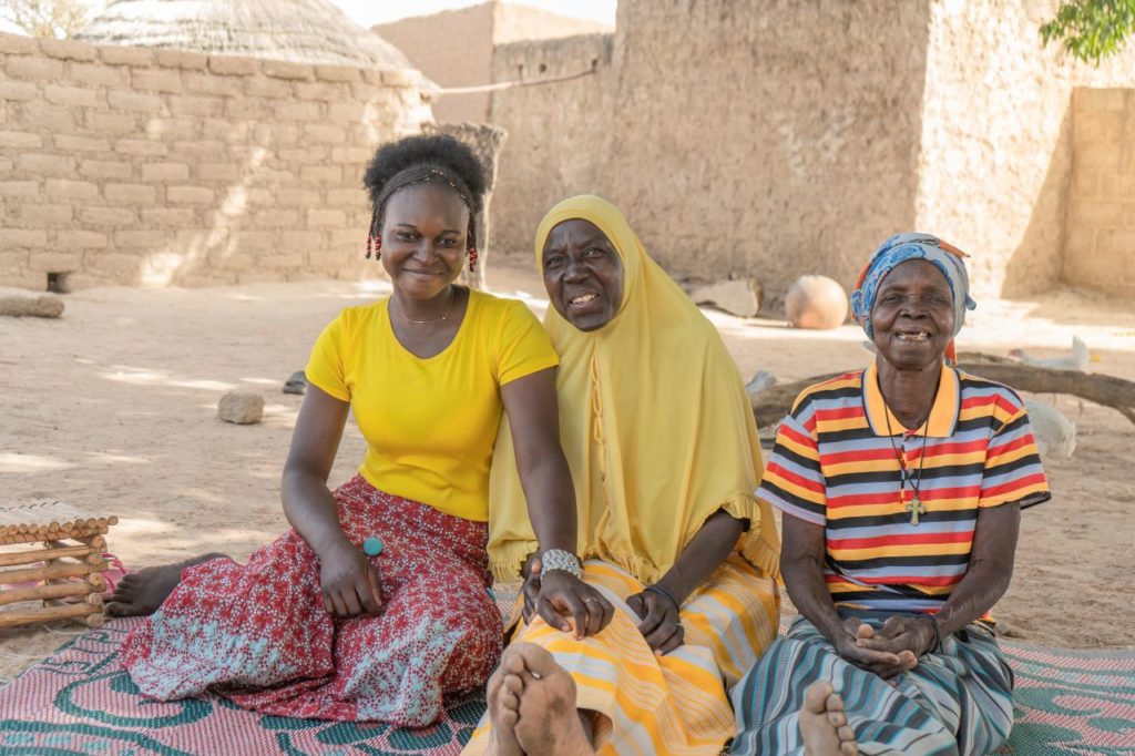 Three women sit together